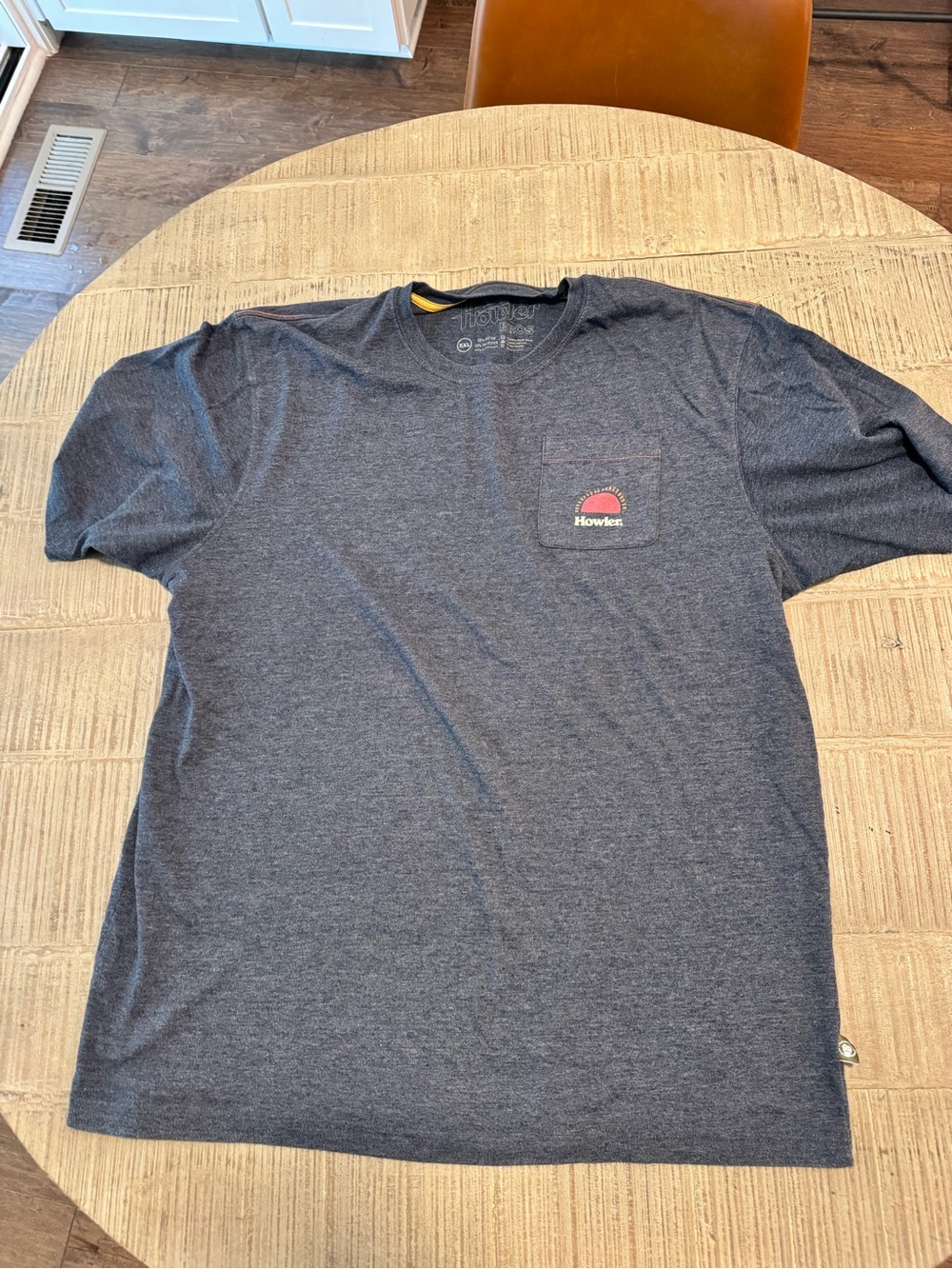 Howler Brothers Men's Heather Navy Short Sleeve Pocket Tee with Logo Patch